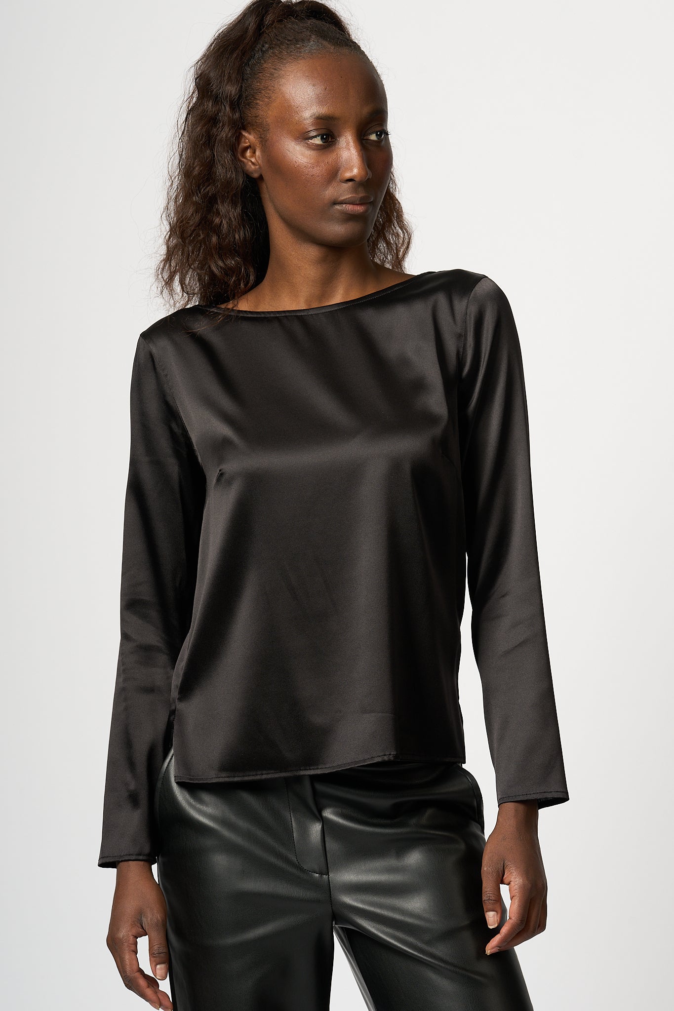 Purotatto Blusa Seta Nero Donna-2