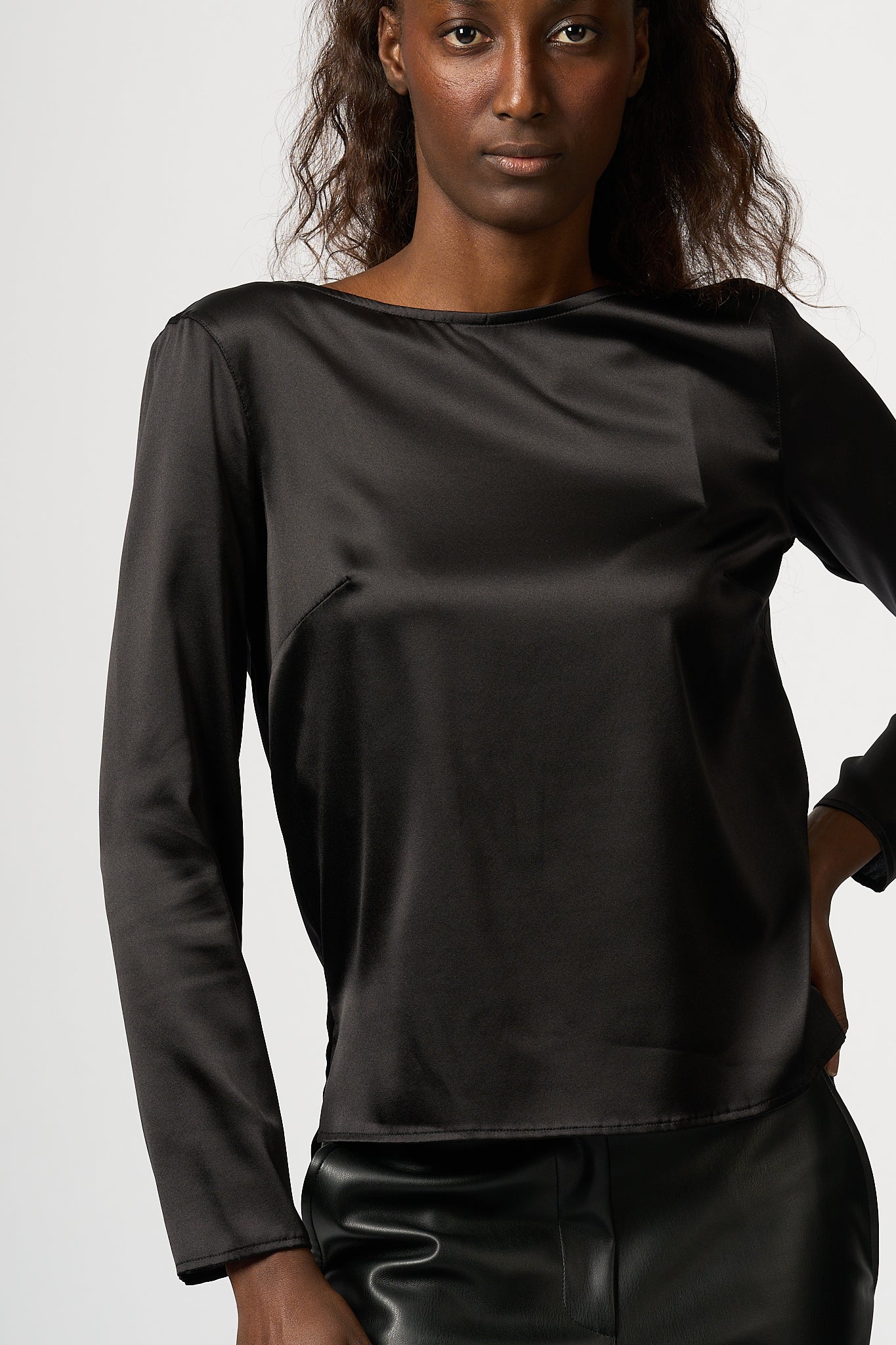 Purotatto Blusa Seta Nero Donna-4