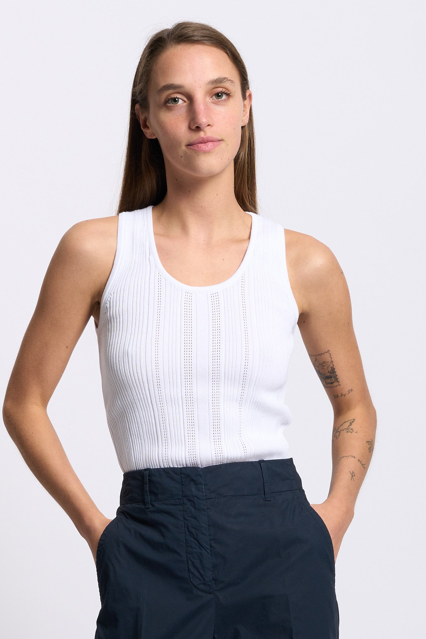 Purotatto Canotta in Maglia Bianco Donna-2