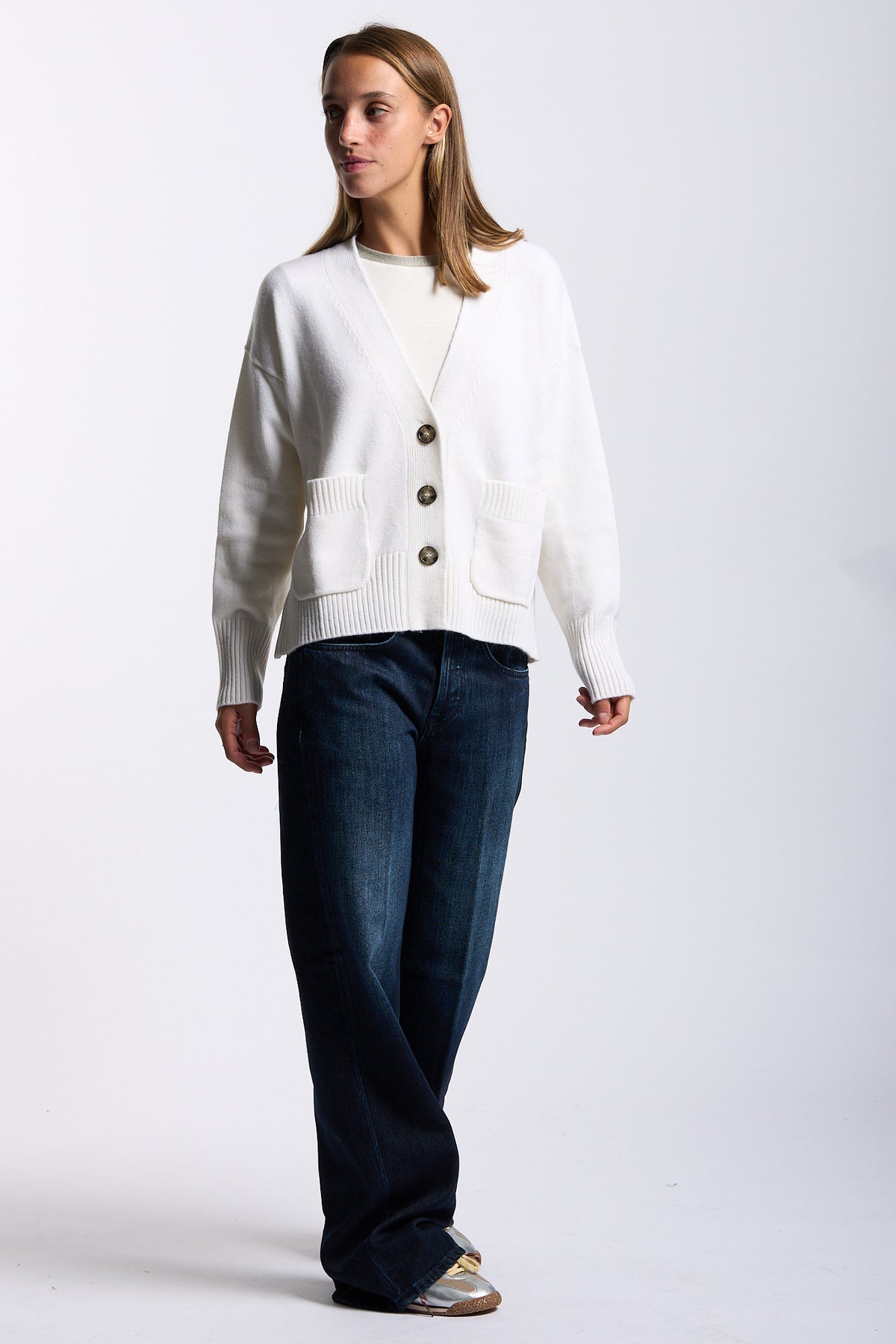 Purotatto Cardigan In Cashmere Bianco Donna-3