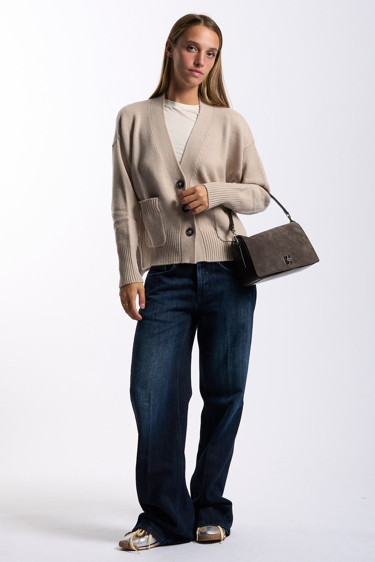 Purotatto Cardigan In Cashmere Sabbia Donna-2
