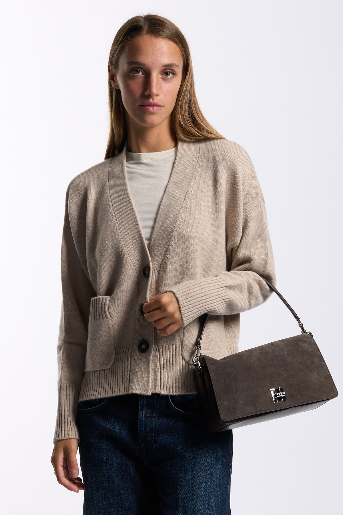 Purotatto Cardigan In Cashmere Sabbia Donna-3