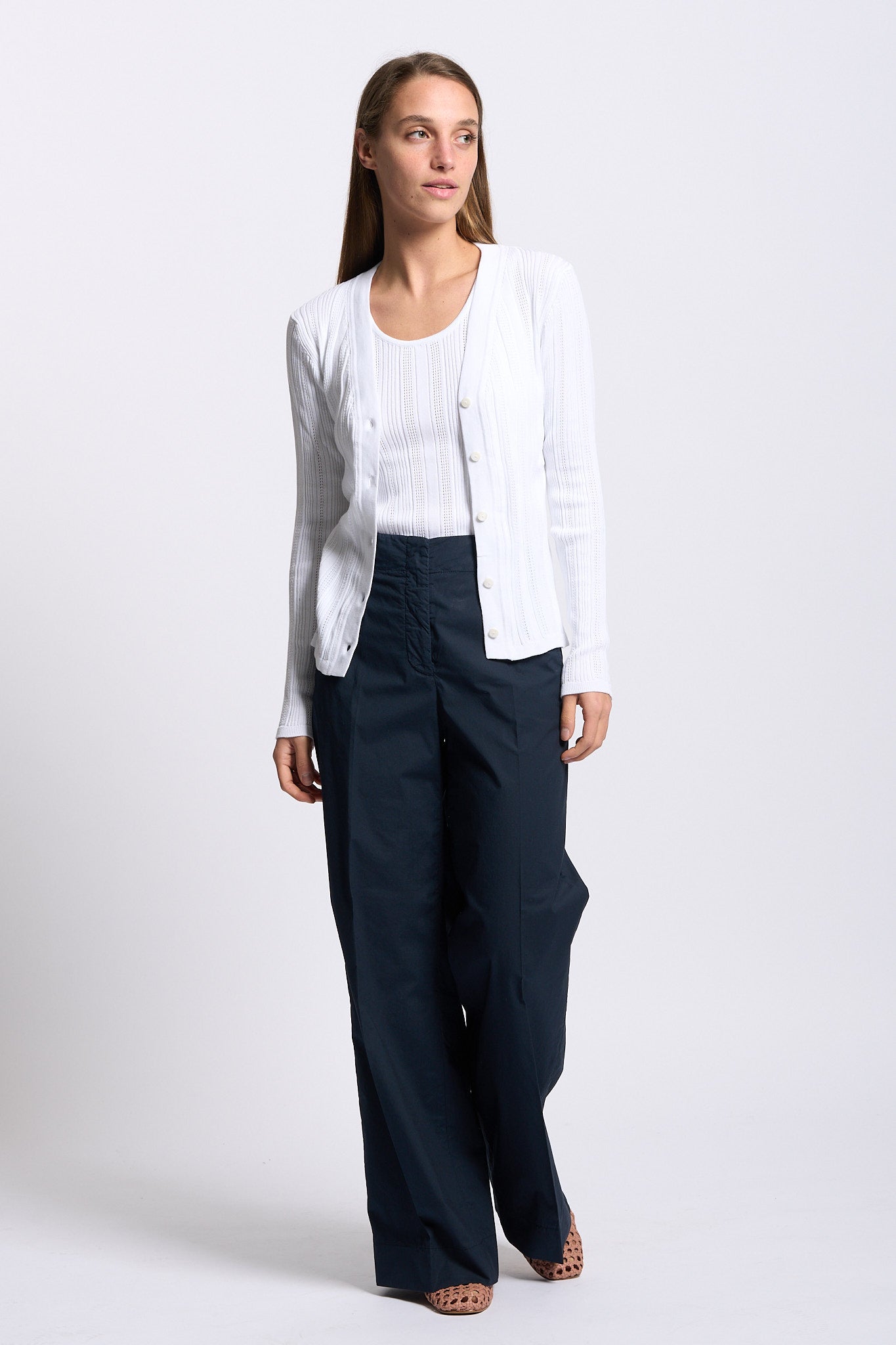 Purotatto Cardigan in Maglia Bianco Donna-5