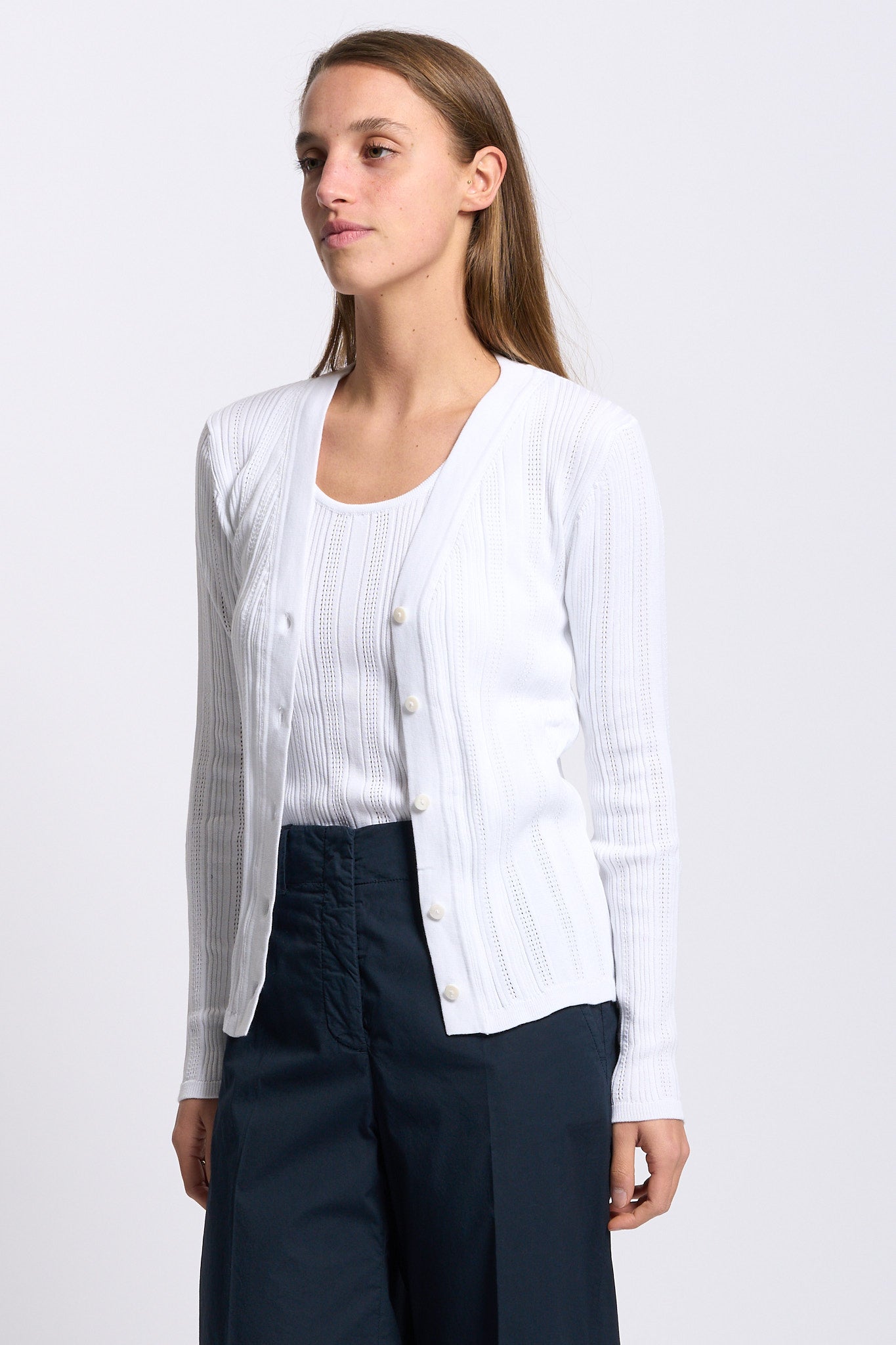 Purotatto Cardigan in Maglia Bianco Donna-6
