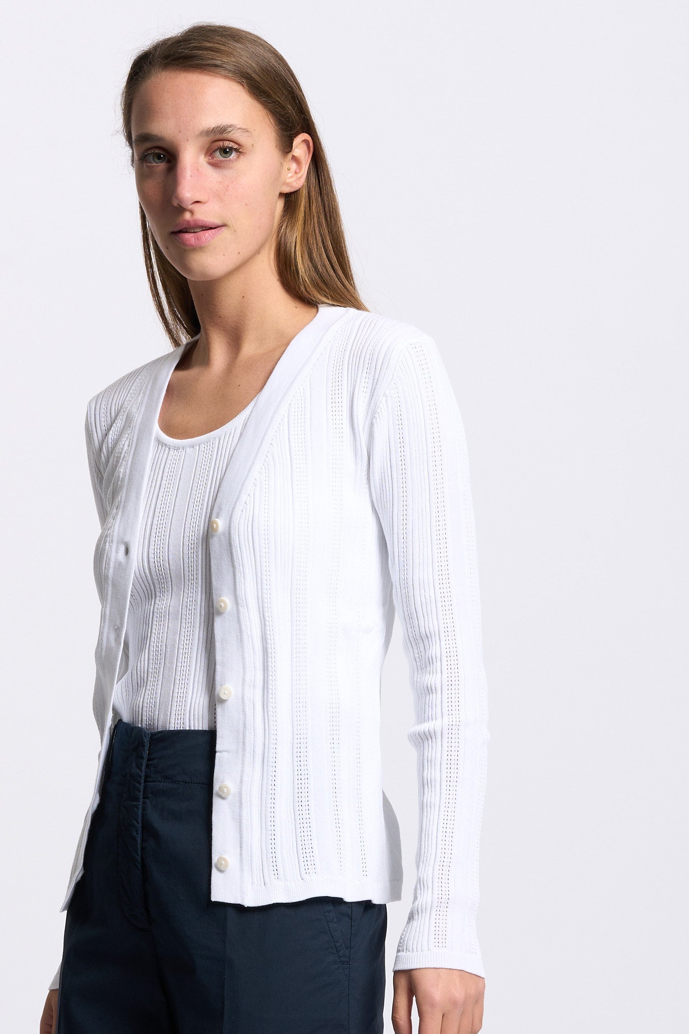 Purotatto Cardigan in Maglia Bianco Donna-1