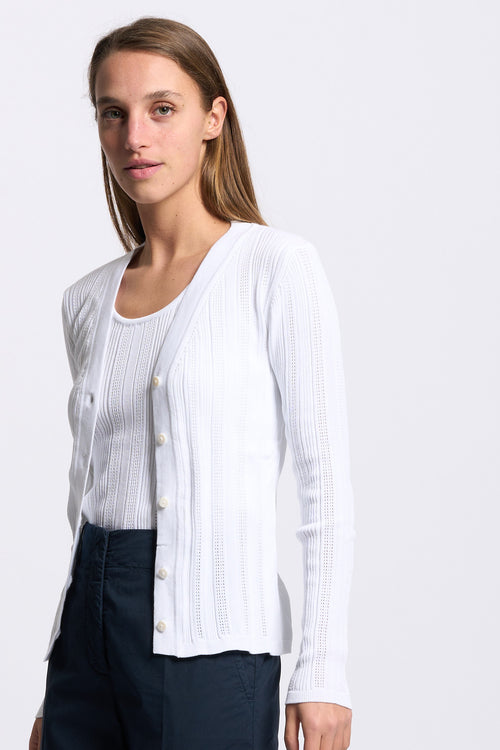 Purotatto Cardigan in Maglia Bianco Donna