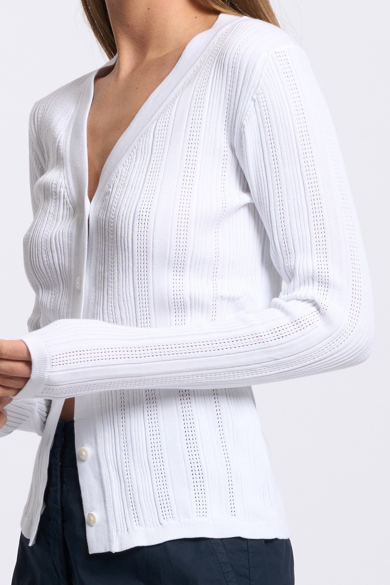 Purotatto Cardigan in Maglia Bianco Donna-3