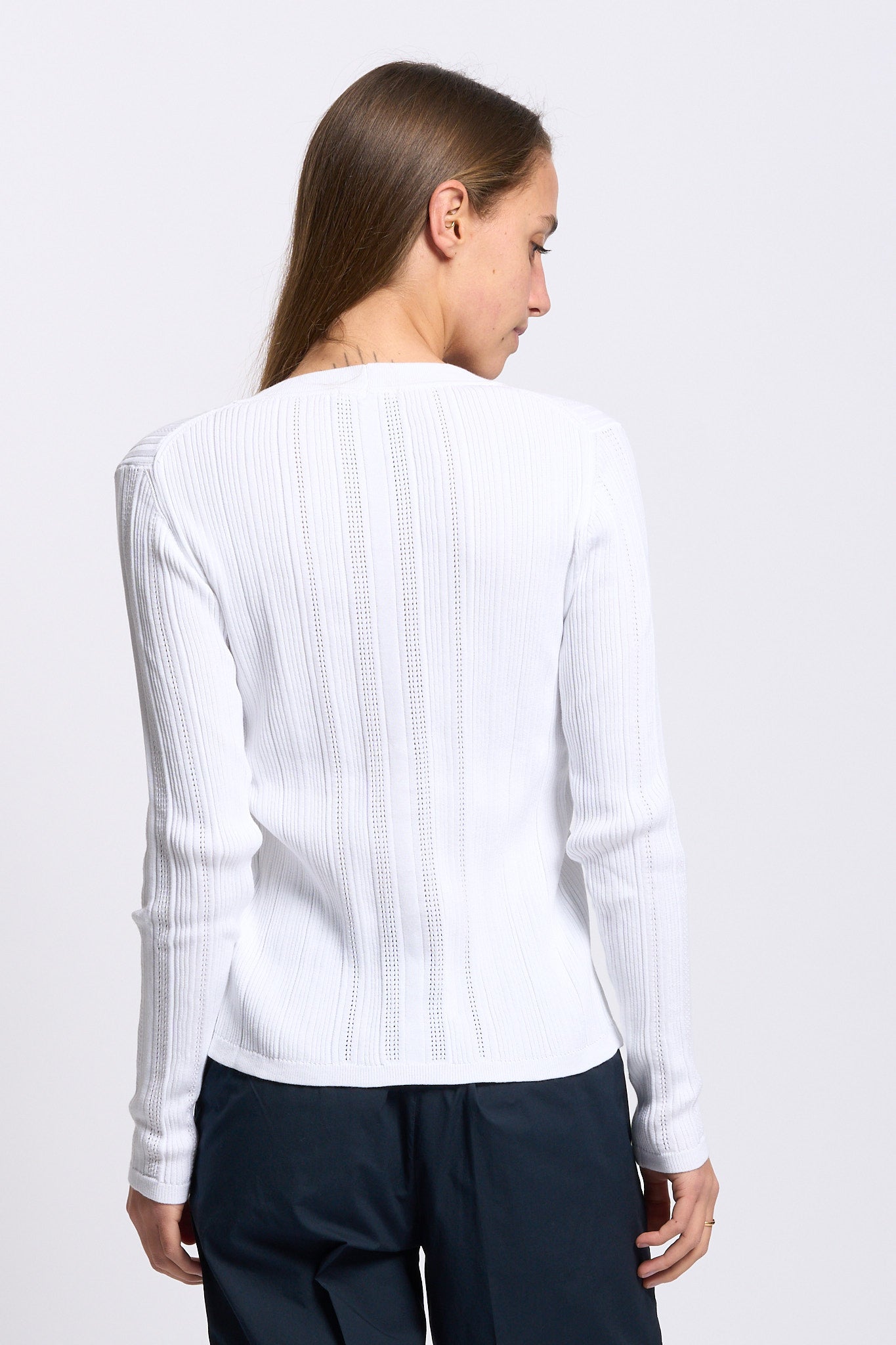 Purotatto Cardigan in Maglia Bianco Donna-8