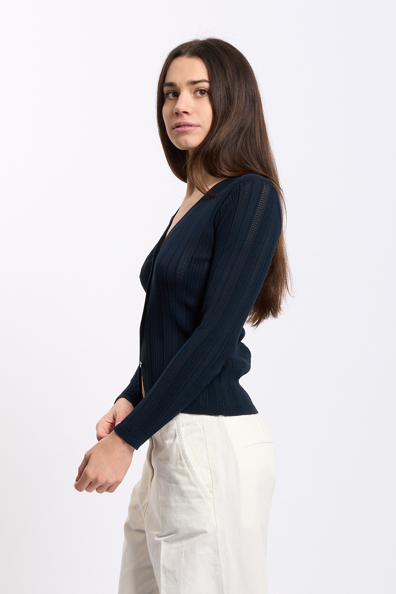 Purotatto Cardigan in Maglia Blu Donna-5