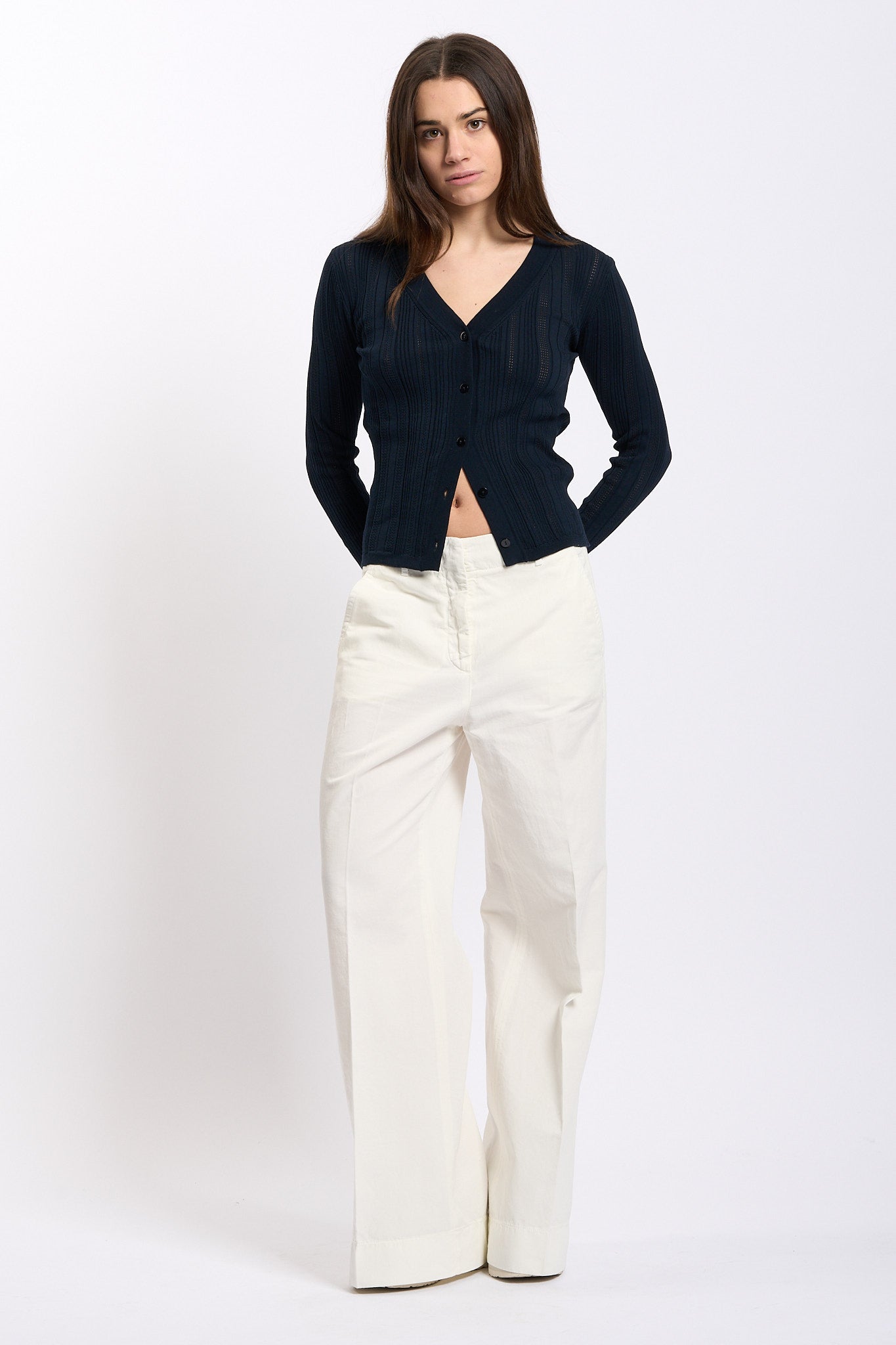 Purotatto Cardigan in Maglia Blu Donna-4