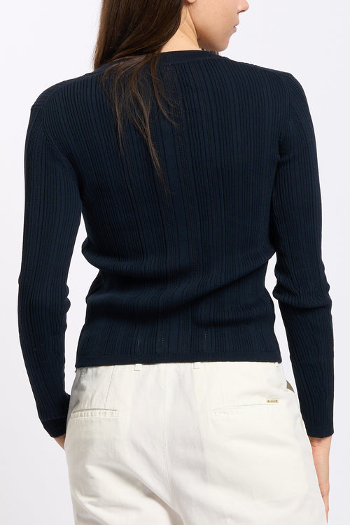 Purotatto Cardigan in Maglia Blu Donna-2