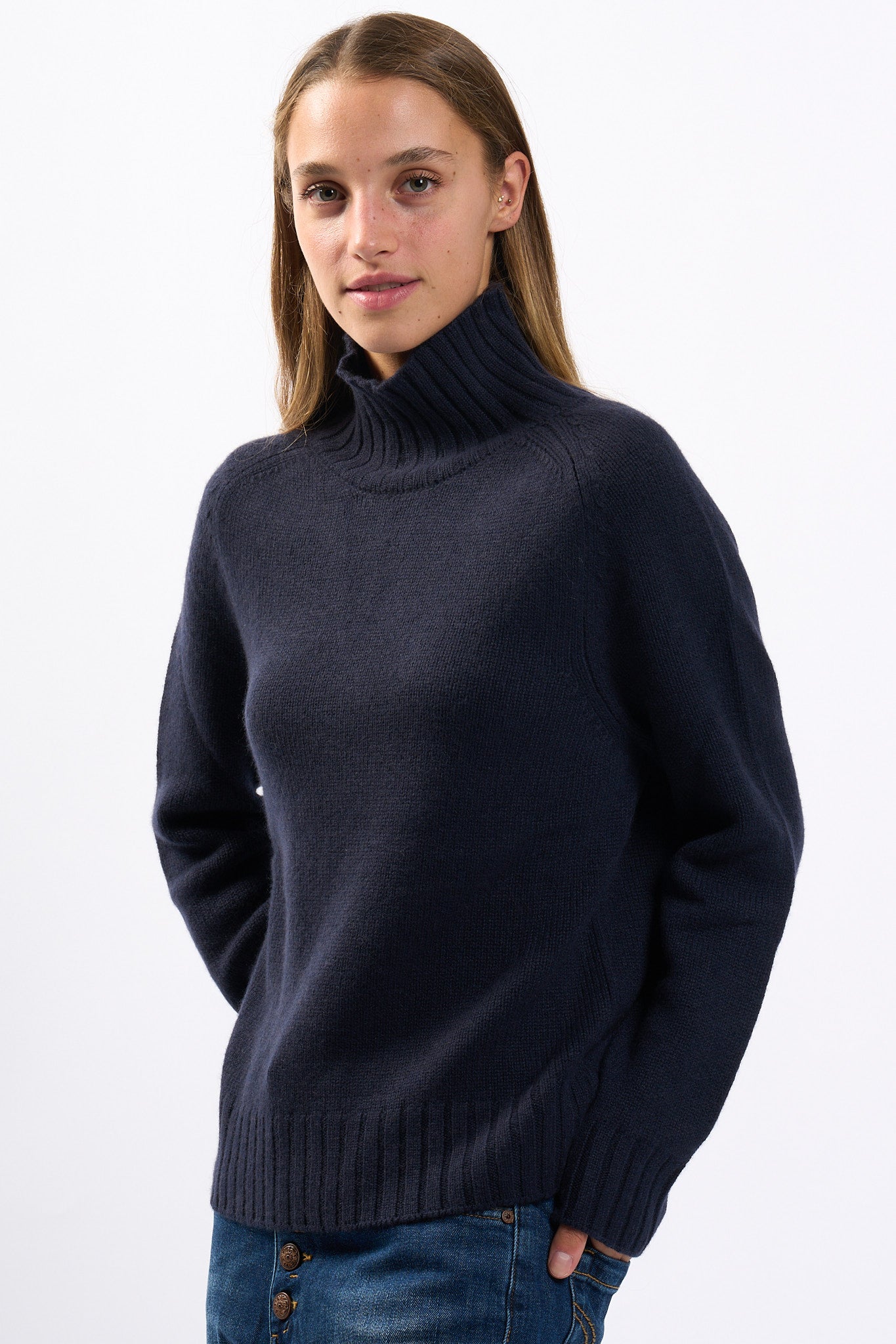 Purotatto Dolcevita in Cashmere Blu Donna-3