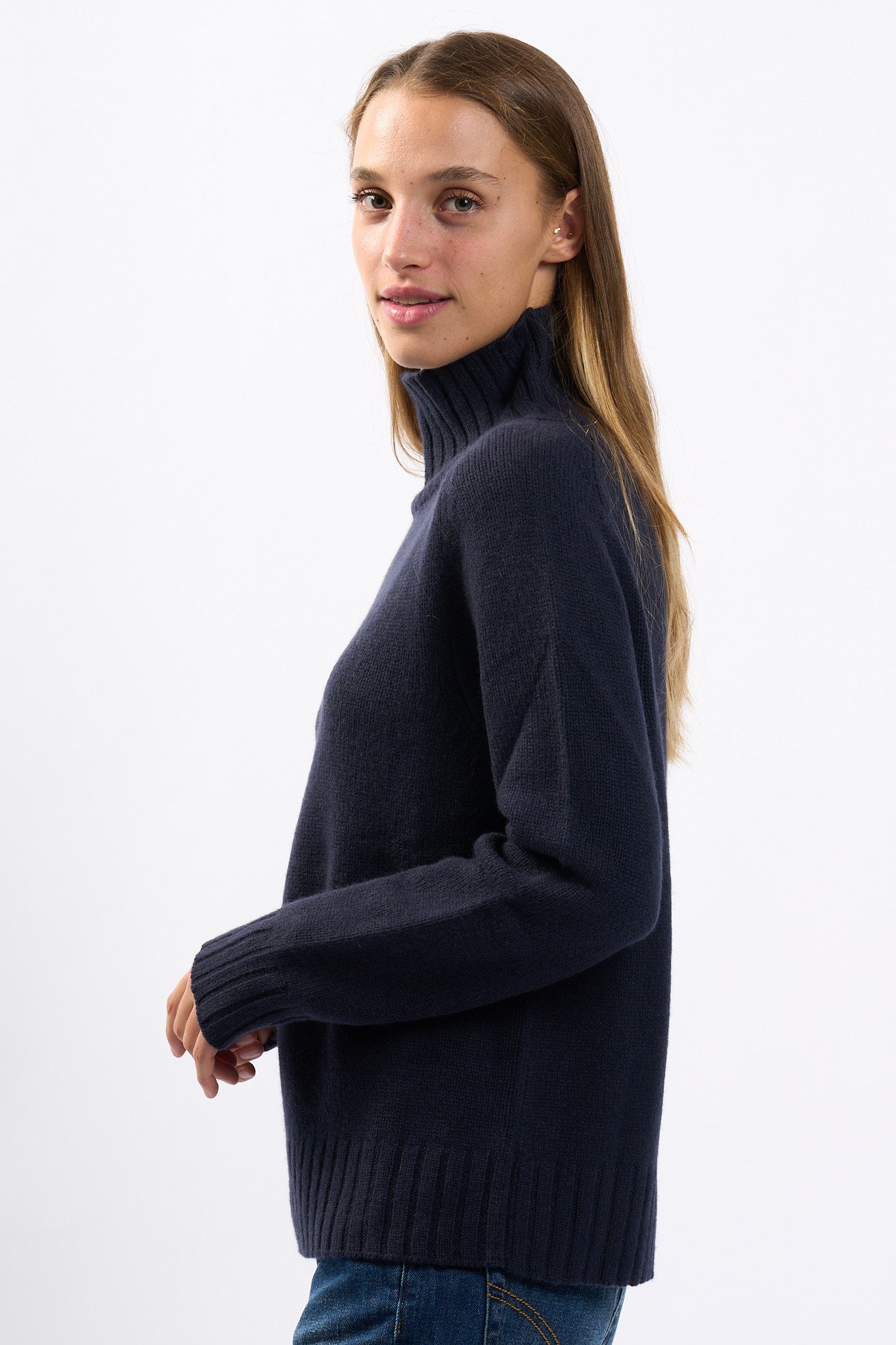 Purotatto Dolcevita in Cashmere Blu Donna-4