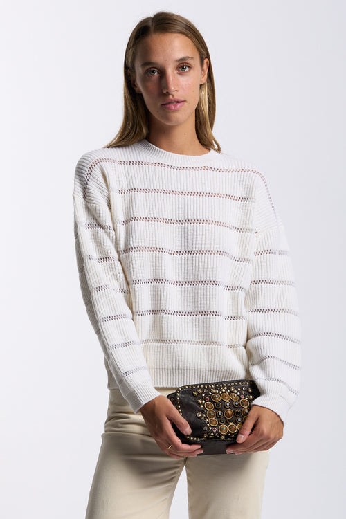 Purotatto Girocollo Bianco Lurex Donna-2