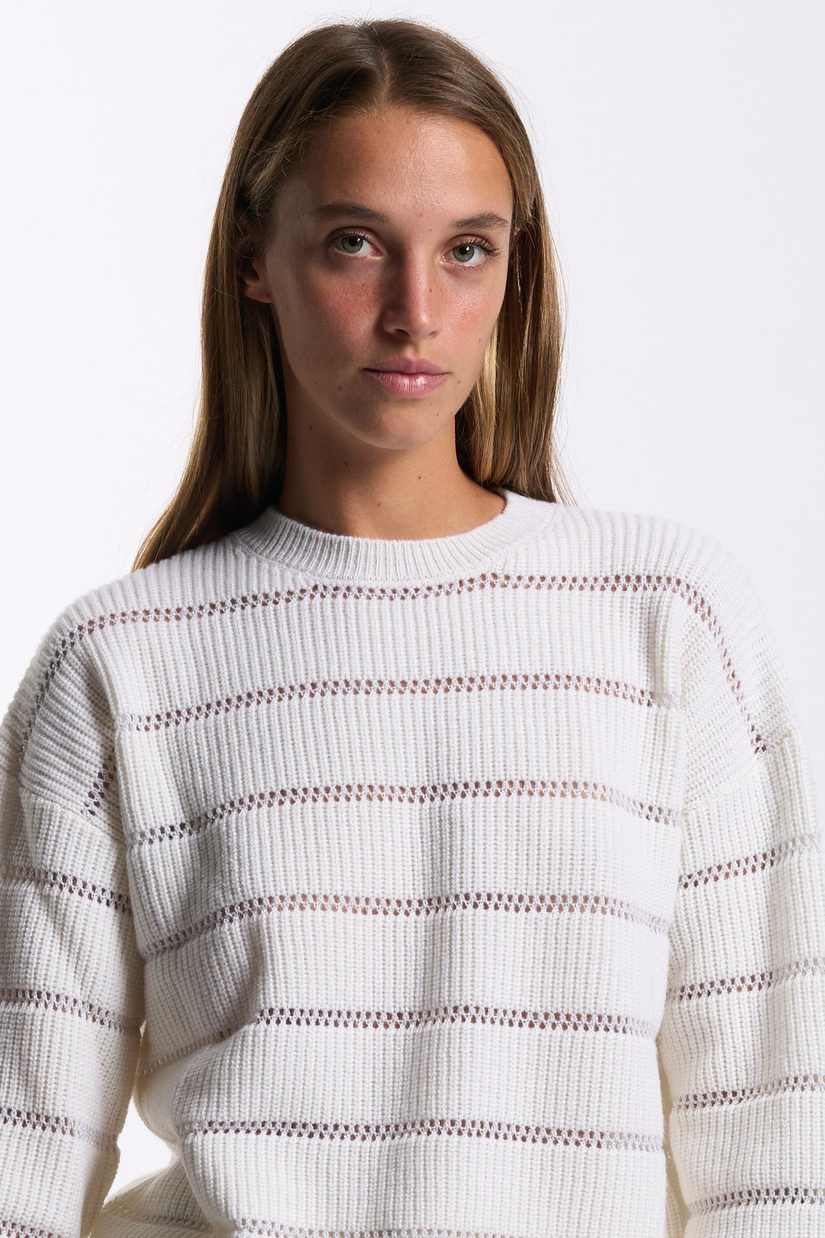 Purotatto Girocollo Bianco Lurex Donna-5