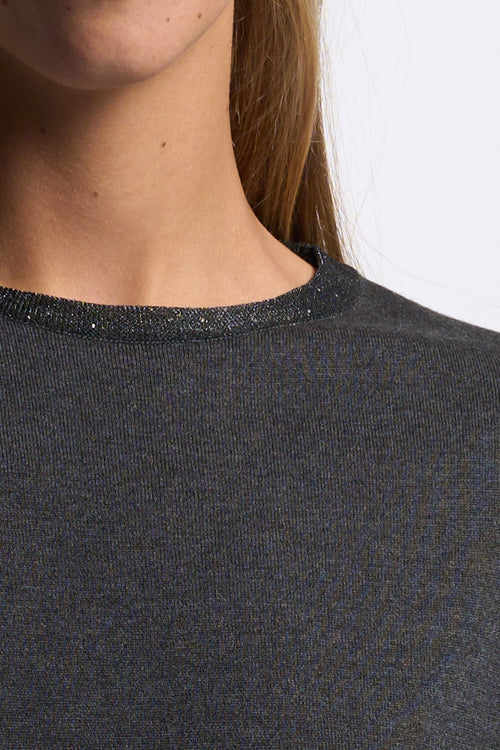 Purotatto Maglia Collo Lurex Antracite Donna-2