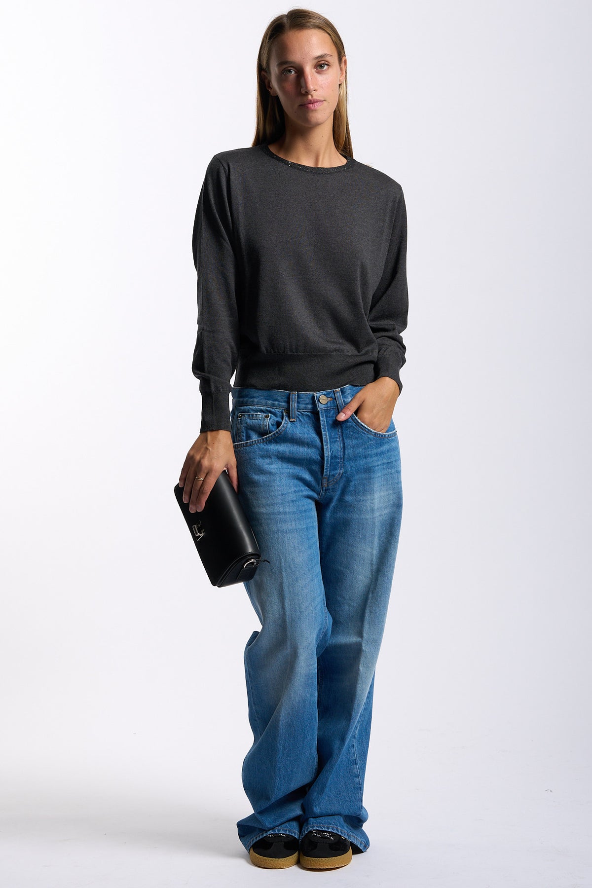 Purotatto Maglia Collo Lurex Antracite Donna-4