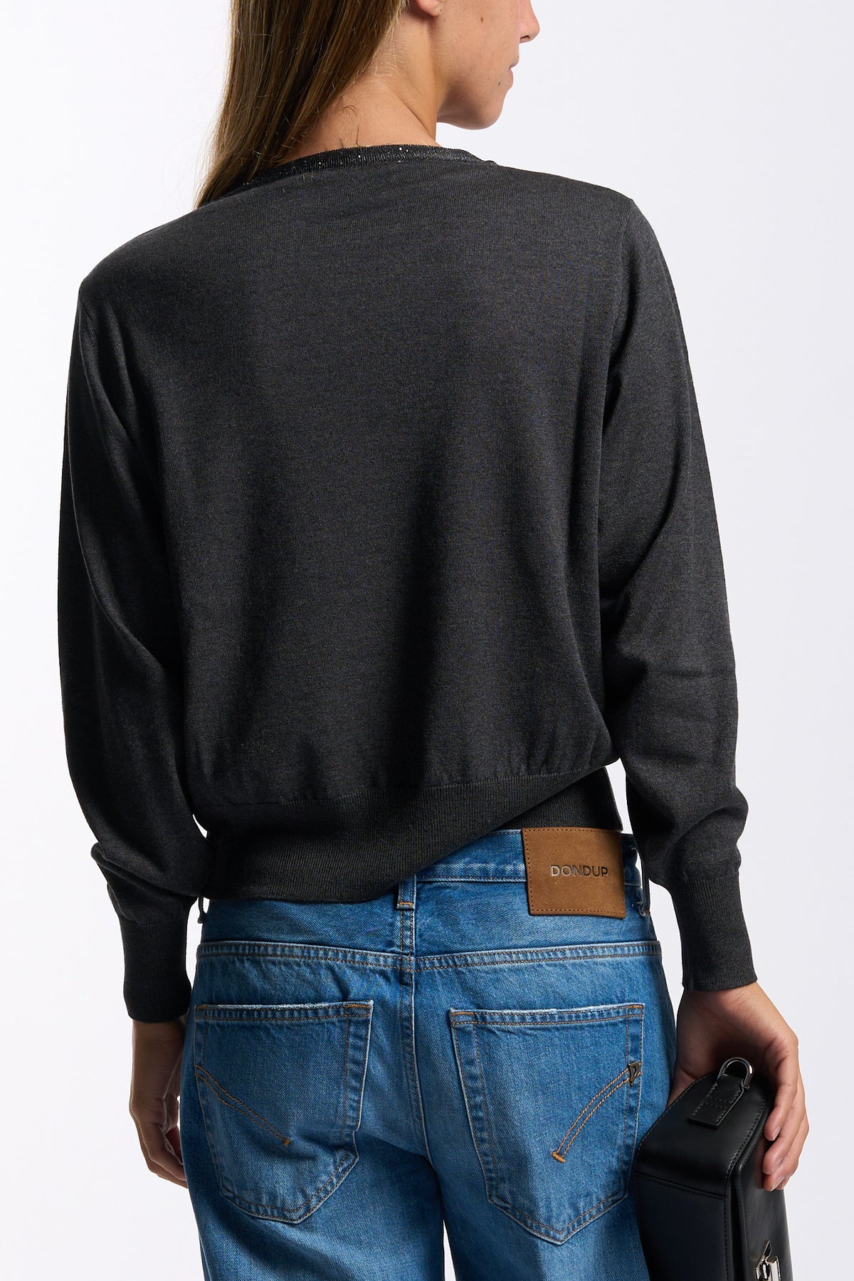 Purotatto Maglia Collo Lurex Antracite Donna-6