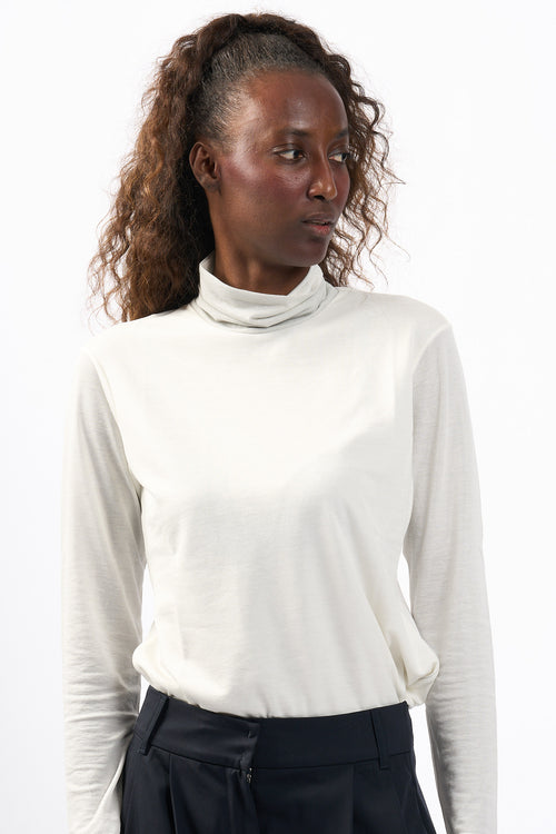 Purotatto Maglia Collo Lurex Bianco Donna