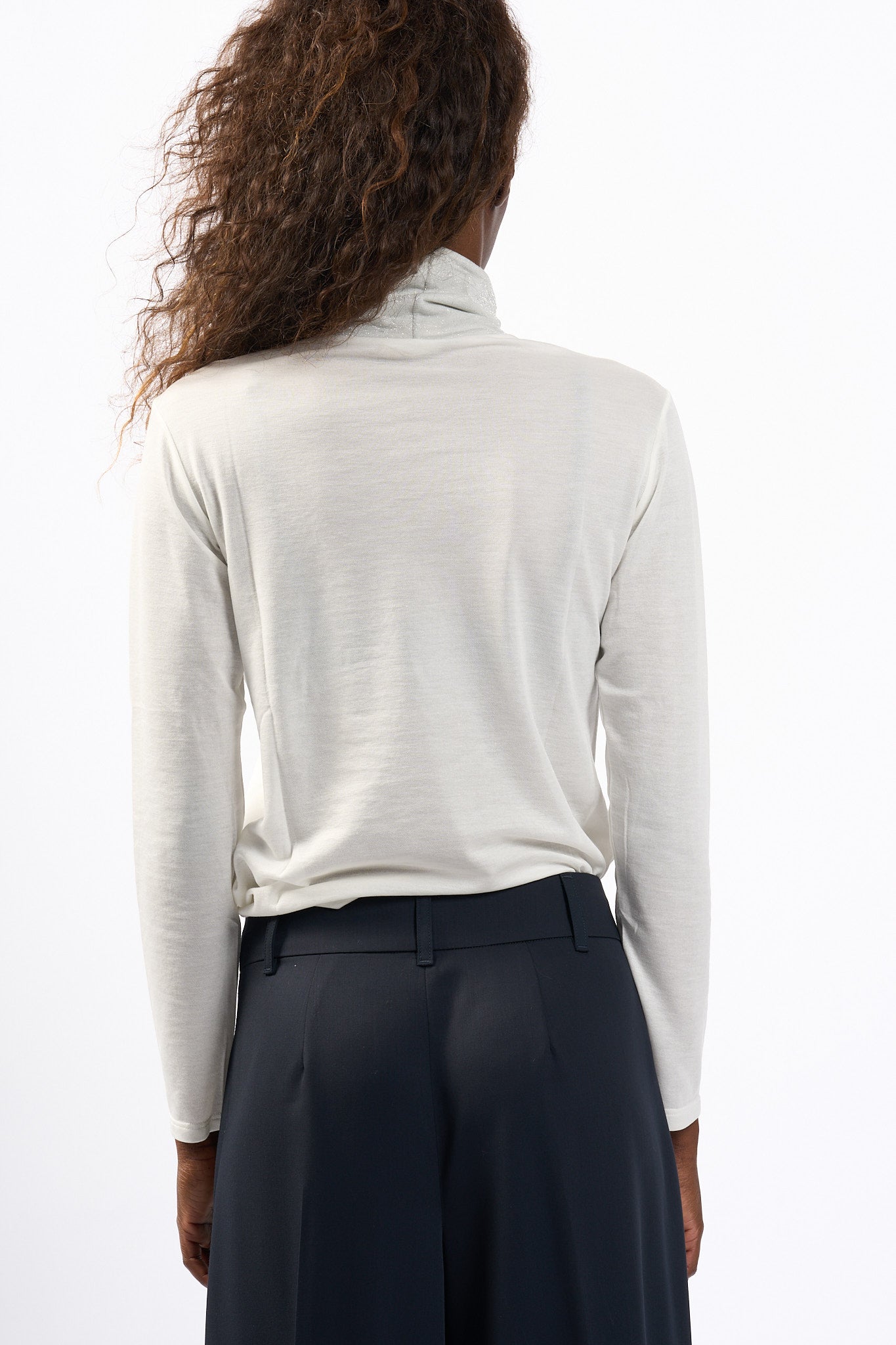 Purotatto Maglia Collo Lurex Bianco Donna-5