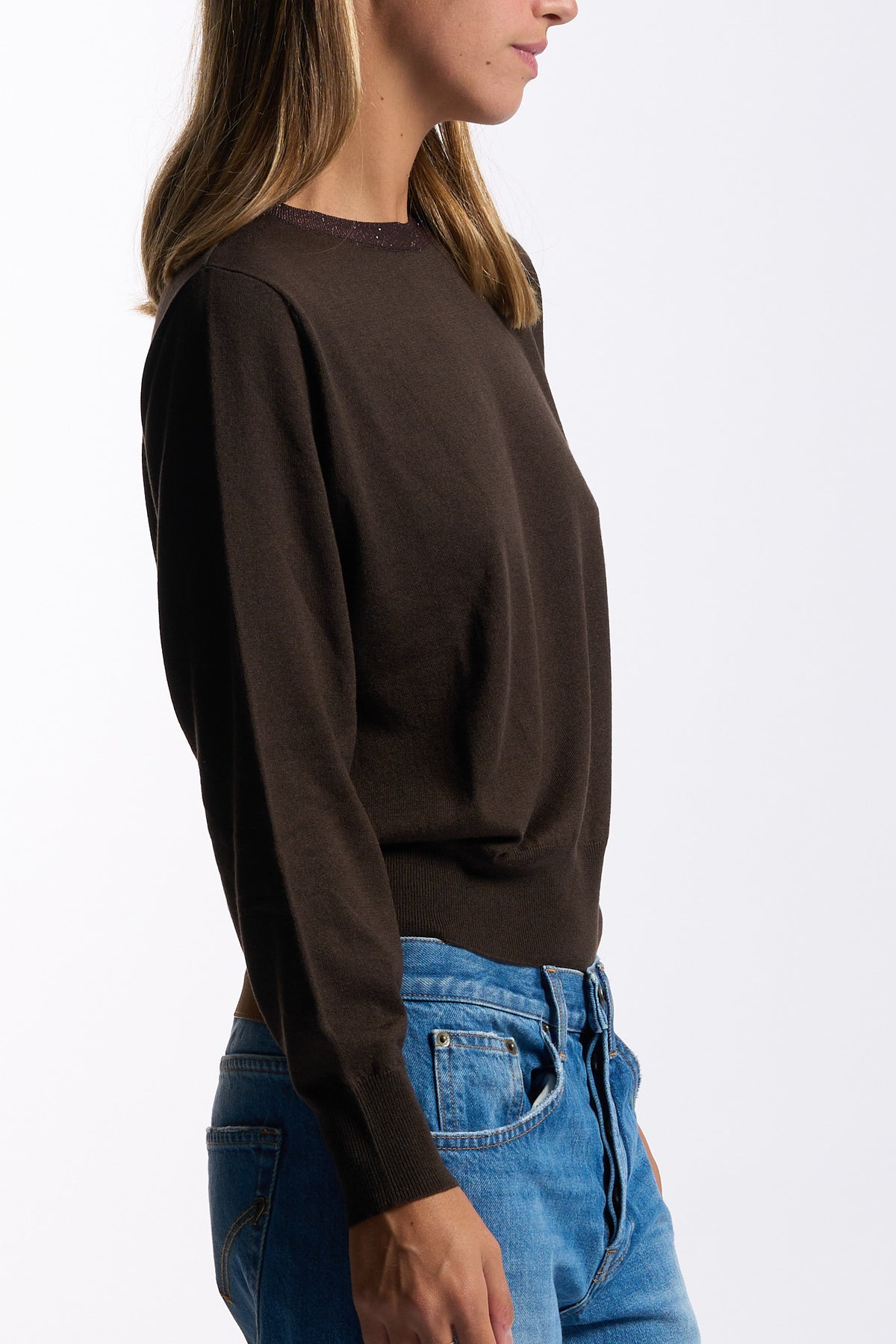Purotatto Maglia Collo Lurex Moro Donna-4