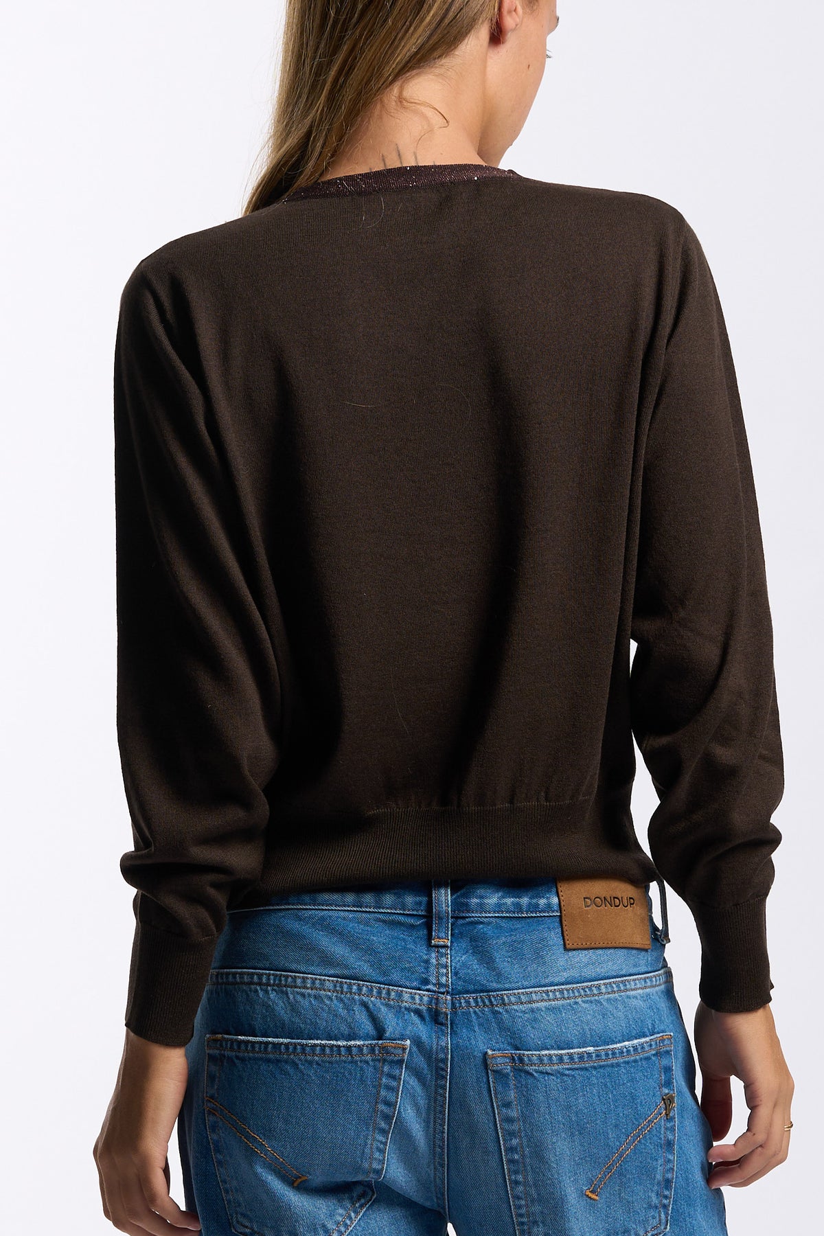 Purotatto Maglia Collo Lurex Moro Donna-5
