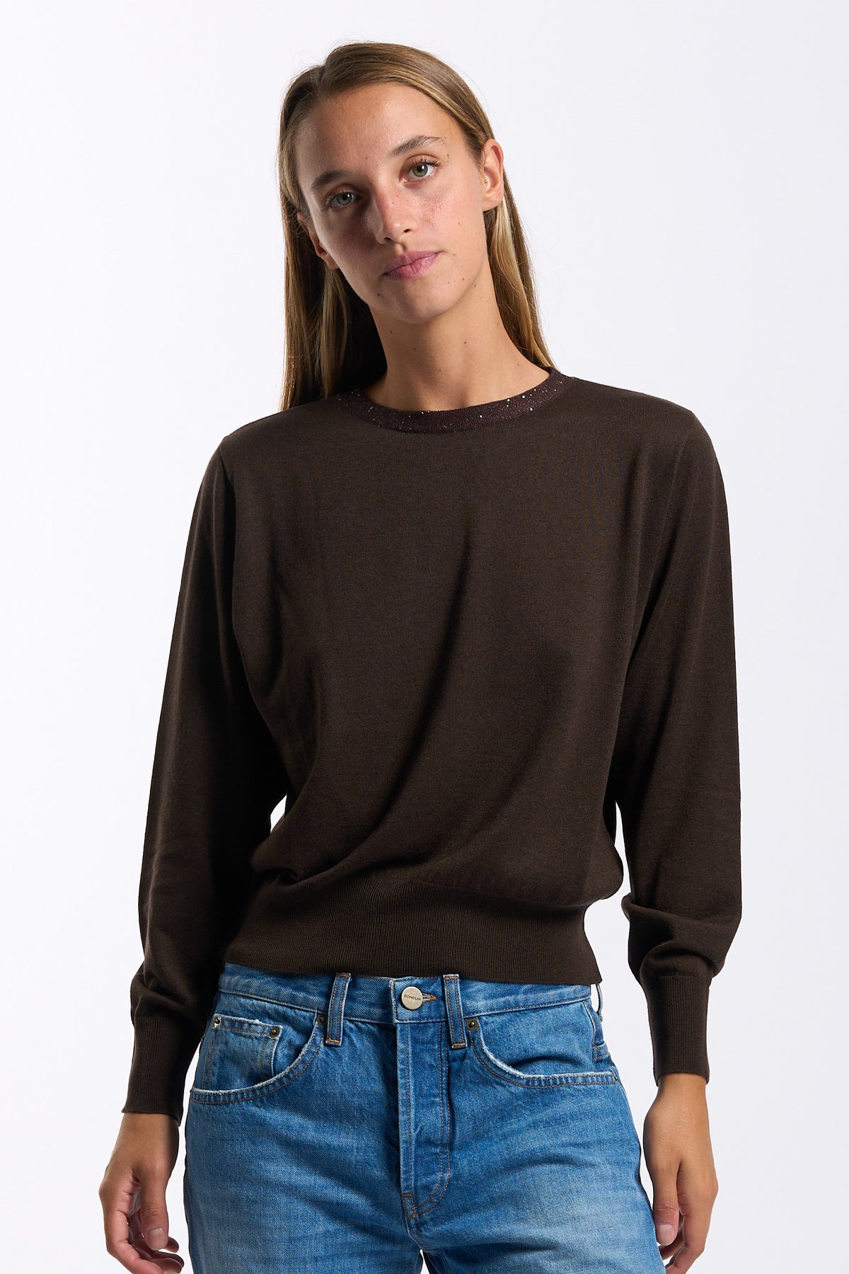 Purotatto Maglia Collo Lurex Moro Donna-1