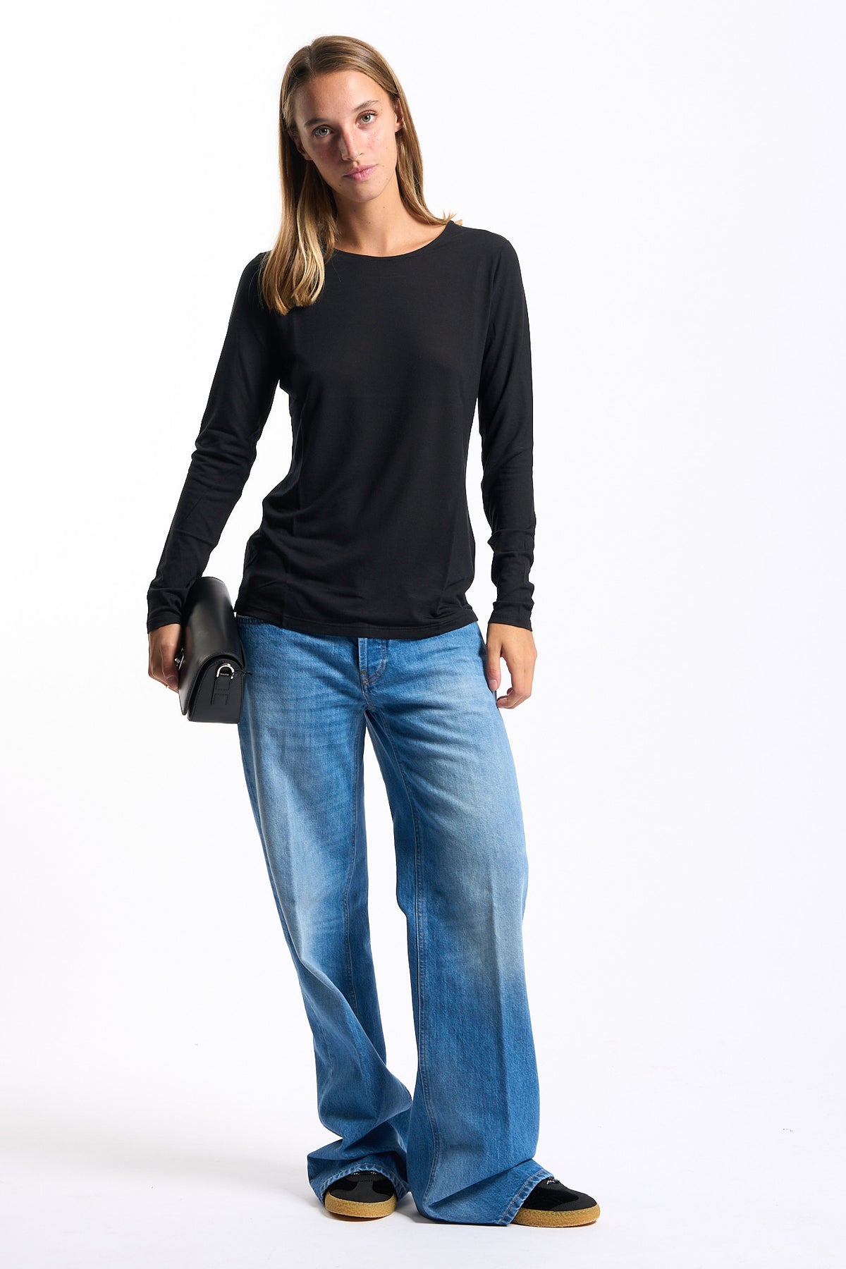Purotatto Maglia In Fibra Di Latte Nero Donna-3