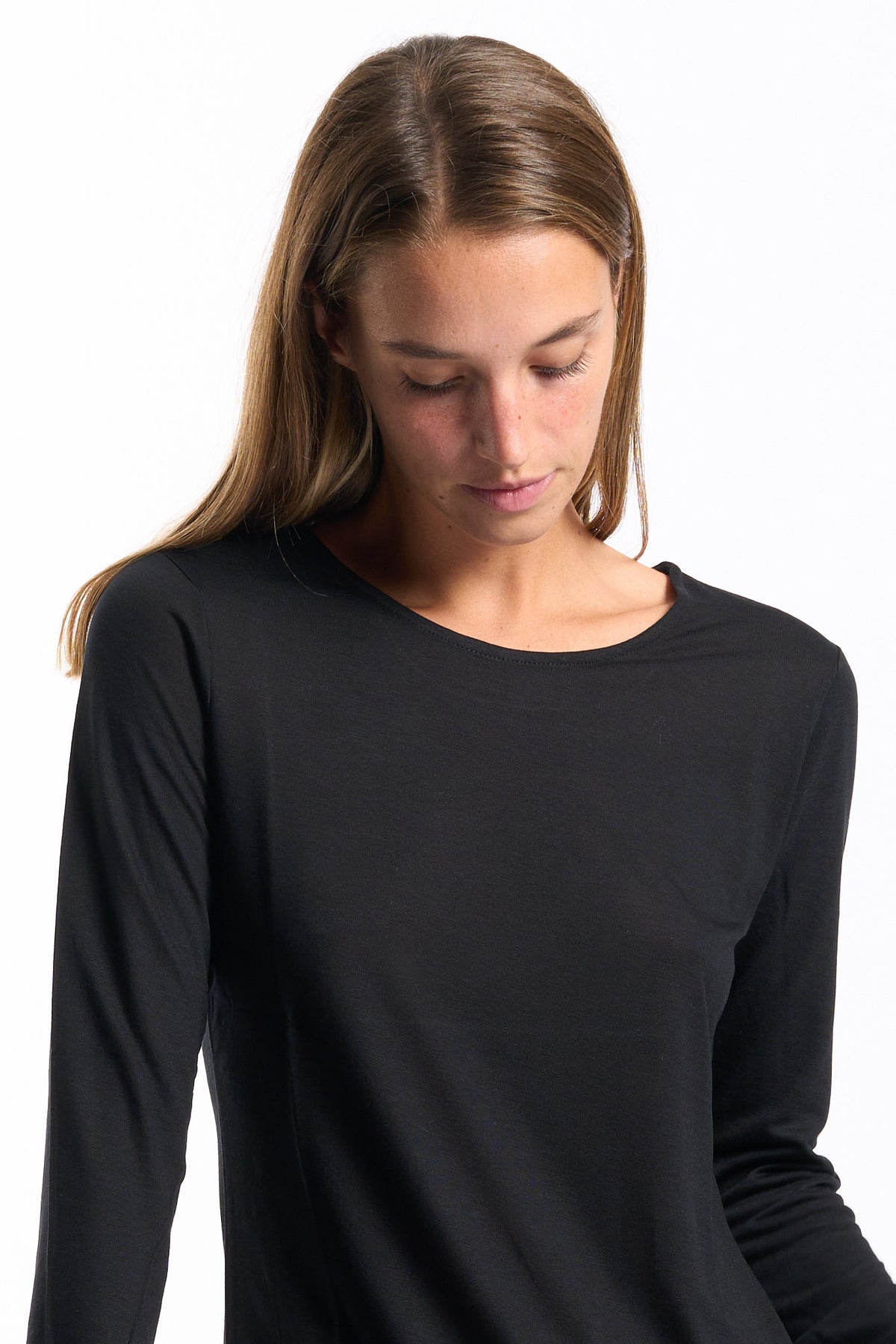 Purotatto Maglia In Fibra Di Latte Nero Donna-1