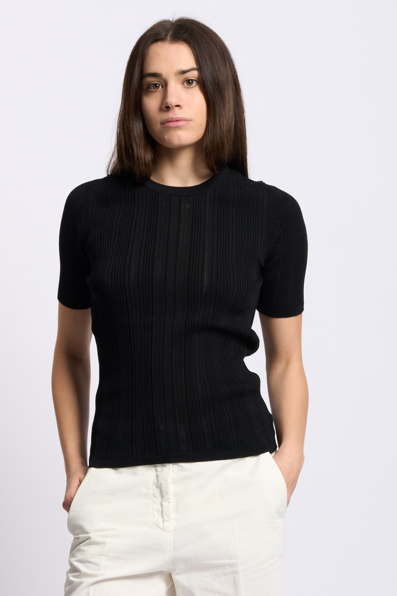 Purotatto Maglia Manica Corta Nero Donna-1