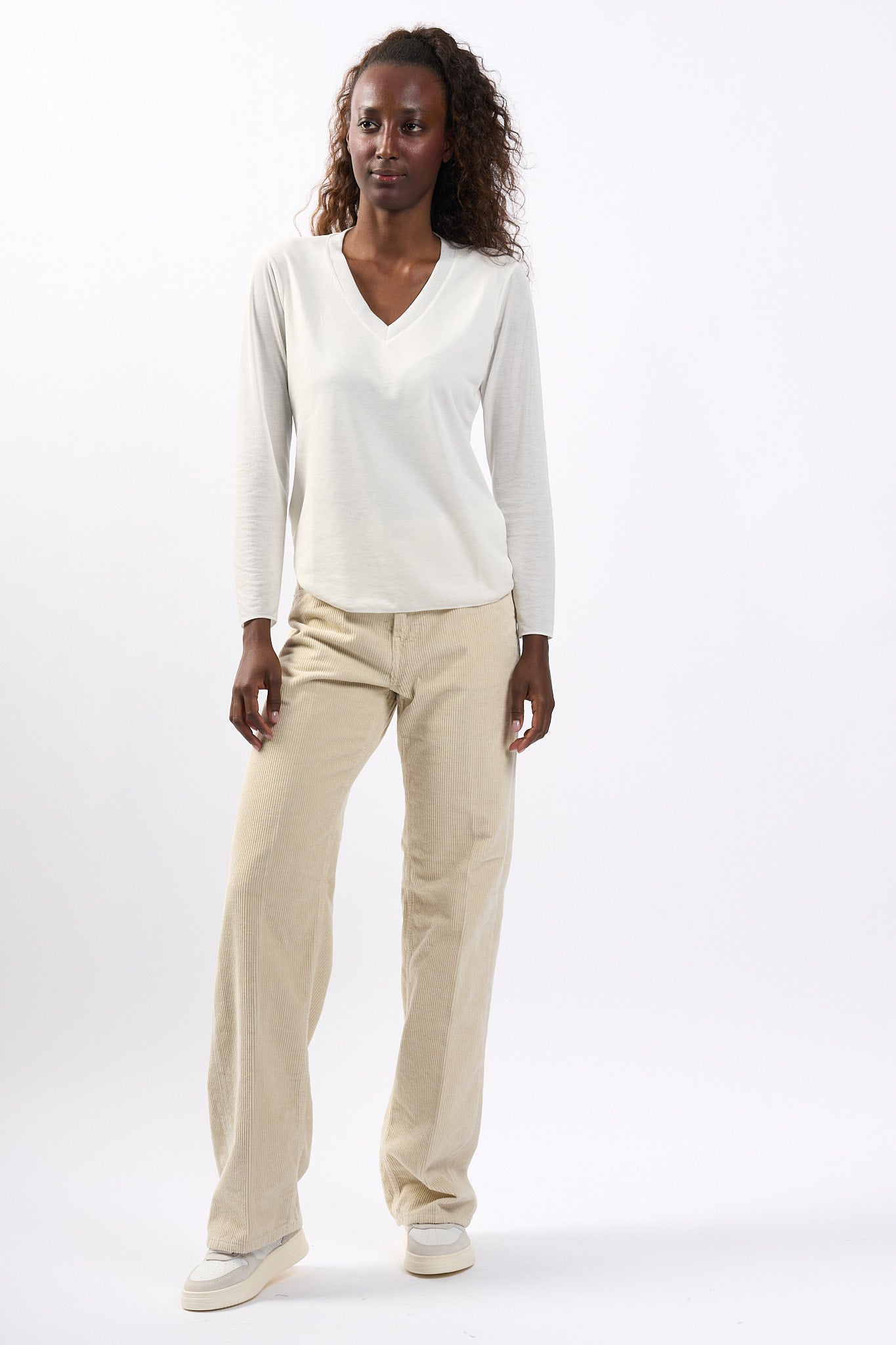 Purotatto Maglia a V Bianco Donna-3