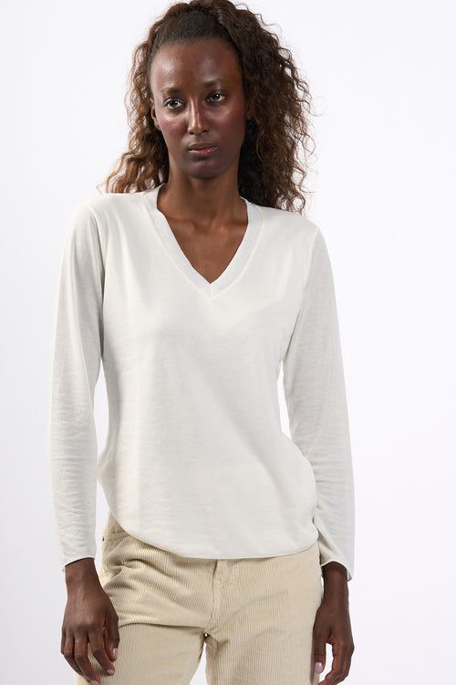 Purotatto Maglia a V Bianco Donna