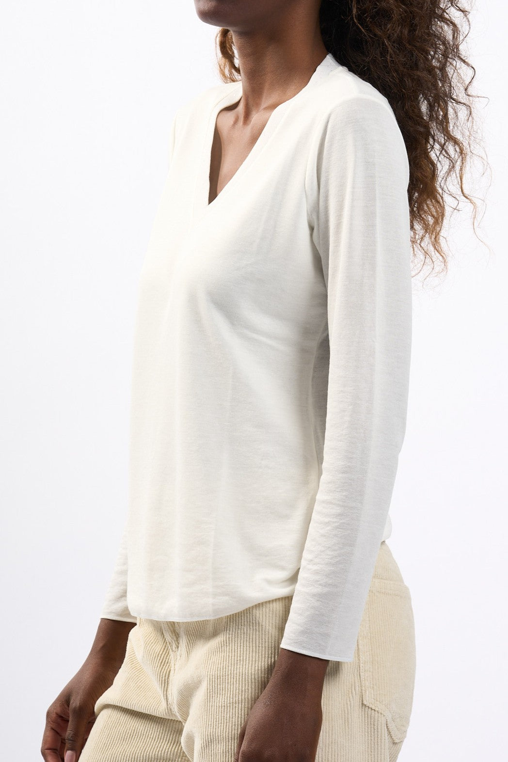 Purotatto Maglia a V Bianco Donna-5