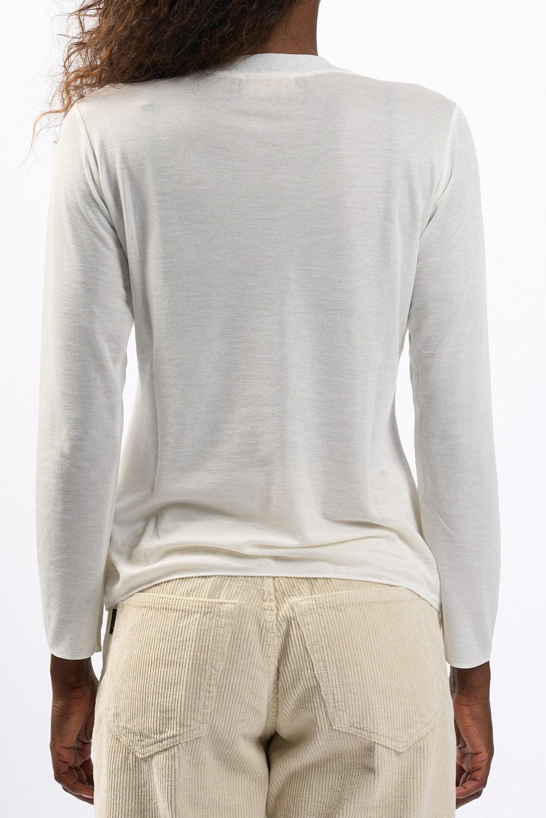 Purotatto Maglia a V Bianco Donna-4