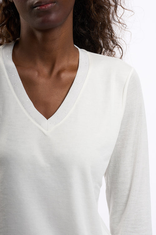 Purotatto Maglia a V Bianco Donna-2
