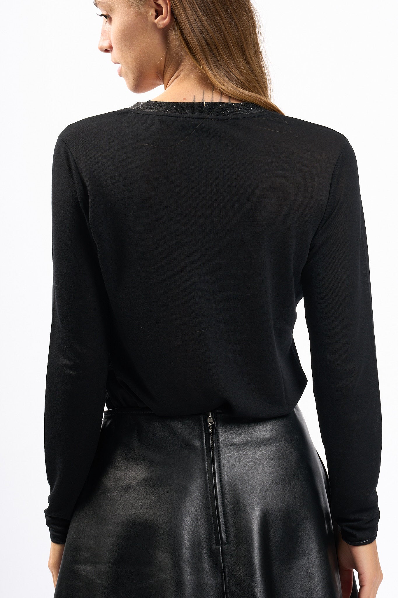Purotatto Maglia a V Nero Donna-5