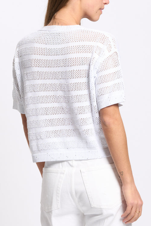 Purotatto Maglia con Micro Paillettes Bianco Donna-2