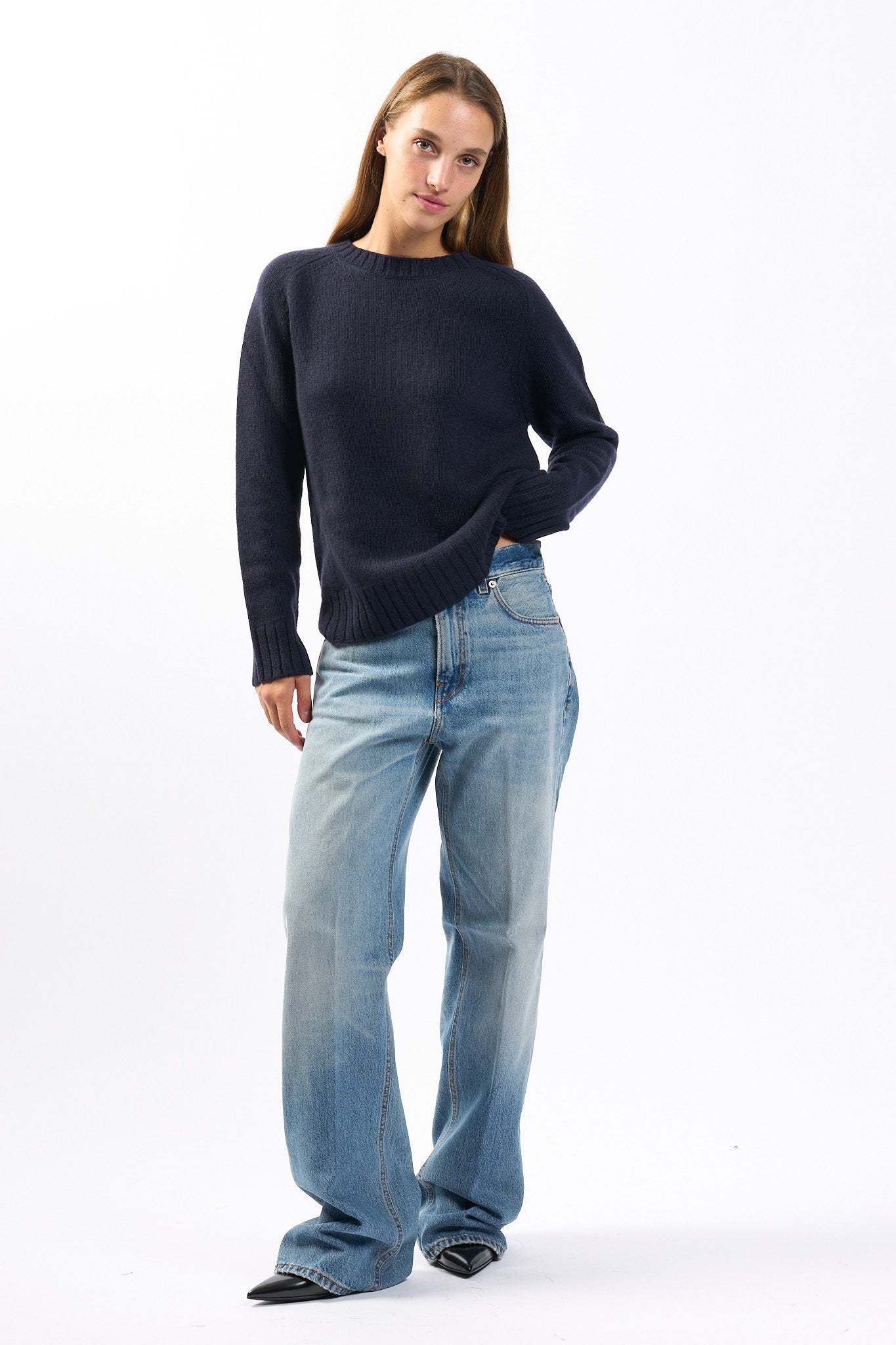 Purotatto Maglia in Cashmere Blu Donna-6