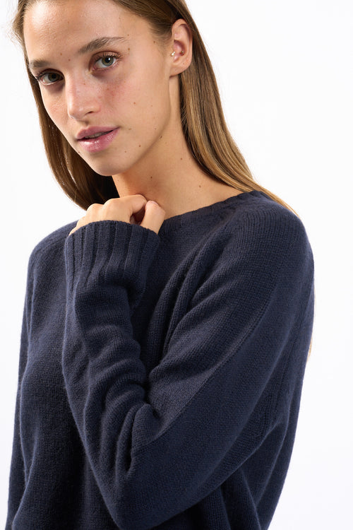 Purotatto Maglia in Cashmere Blu Donna-2