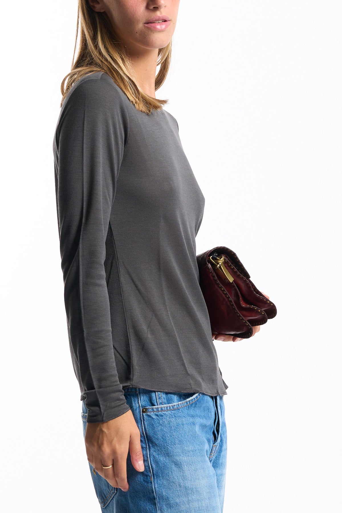 Purotatto T-shirt Manica Lunga Lurex Antracite Donna-4