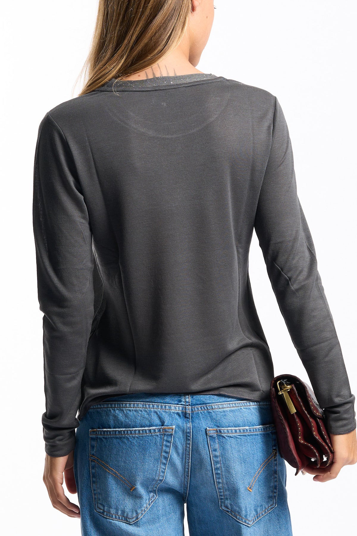 Purotatto T-shirt Manica Lunga Lurex Antracite Donna-5