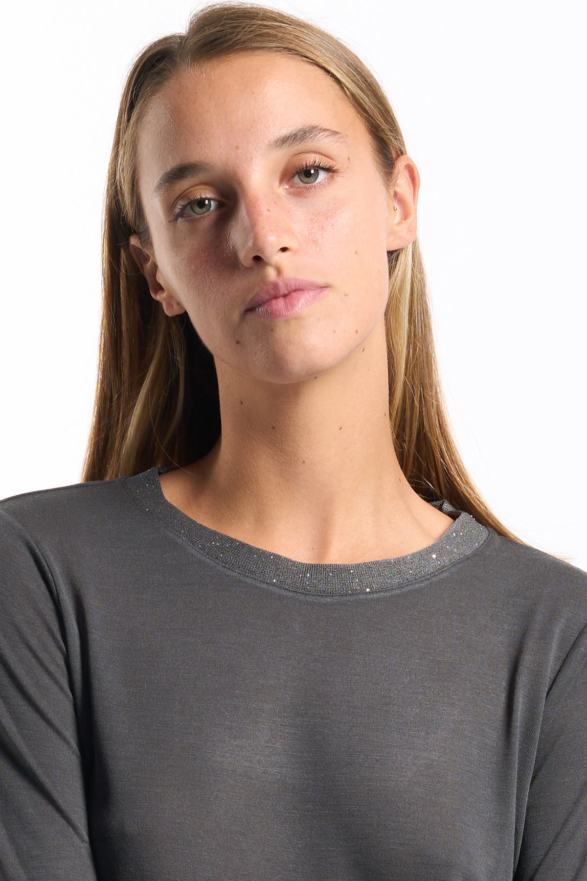 Purotatto T-shirt Manica Lunga Lurex Antracite Donna-2