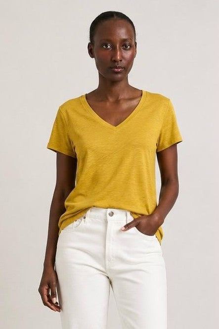 Purotatto T-shirt in Lino Giallo Senape Donna