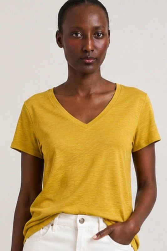 Purotatto T-shirt in Lino Giallo Senape Donna-3
