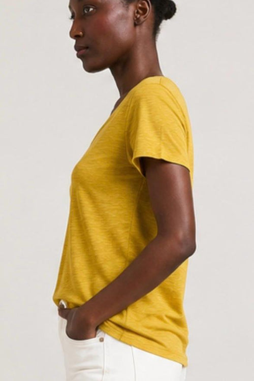 Purotatto T-shirt in Lino Giallo Senape Donna-2