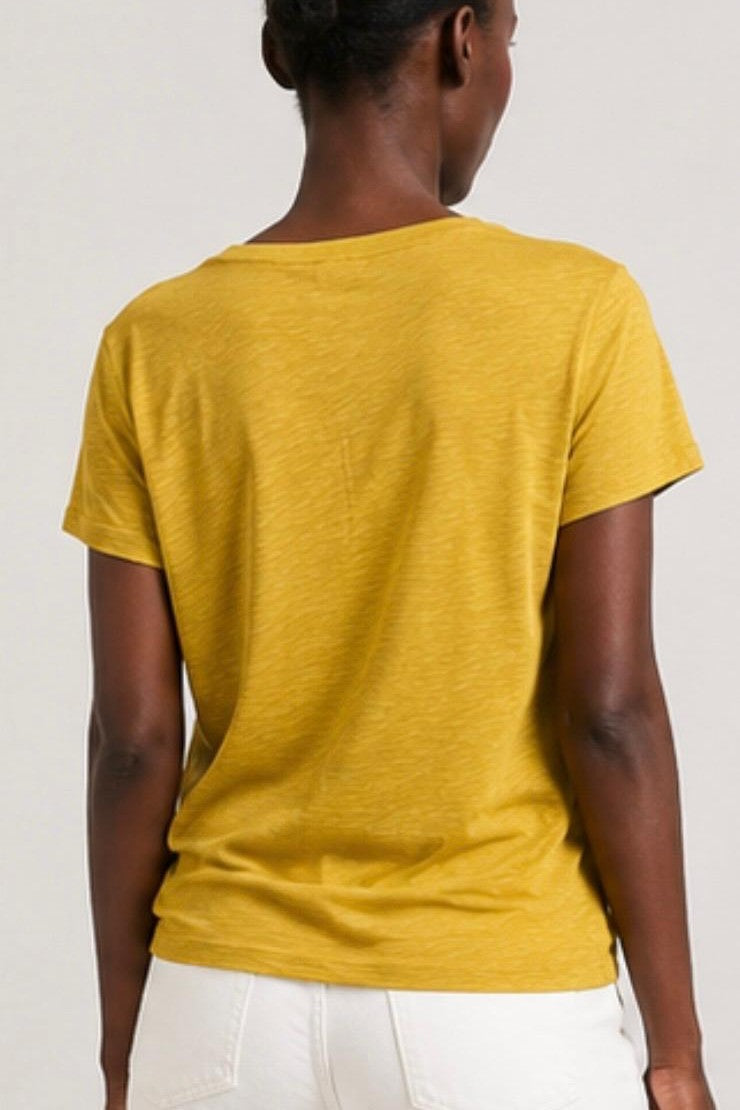 Purotatto T-shirt in Lino Giallo Senape Donna-4