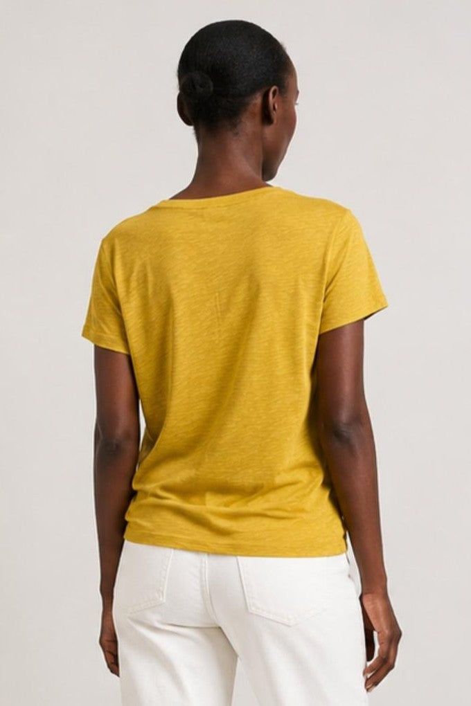 Purotatto T-shirt in Lino Giallo Senape Donna-5