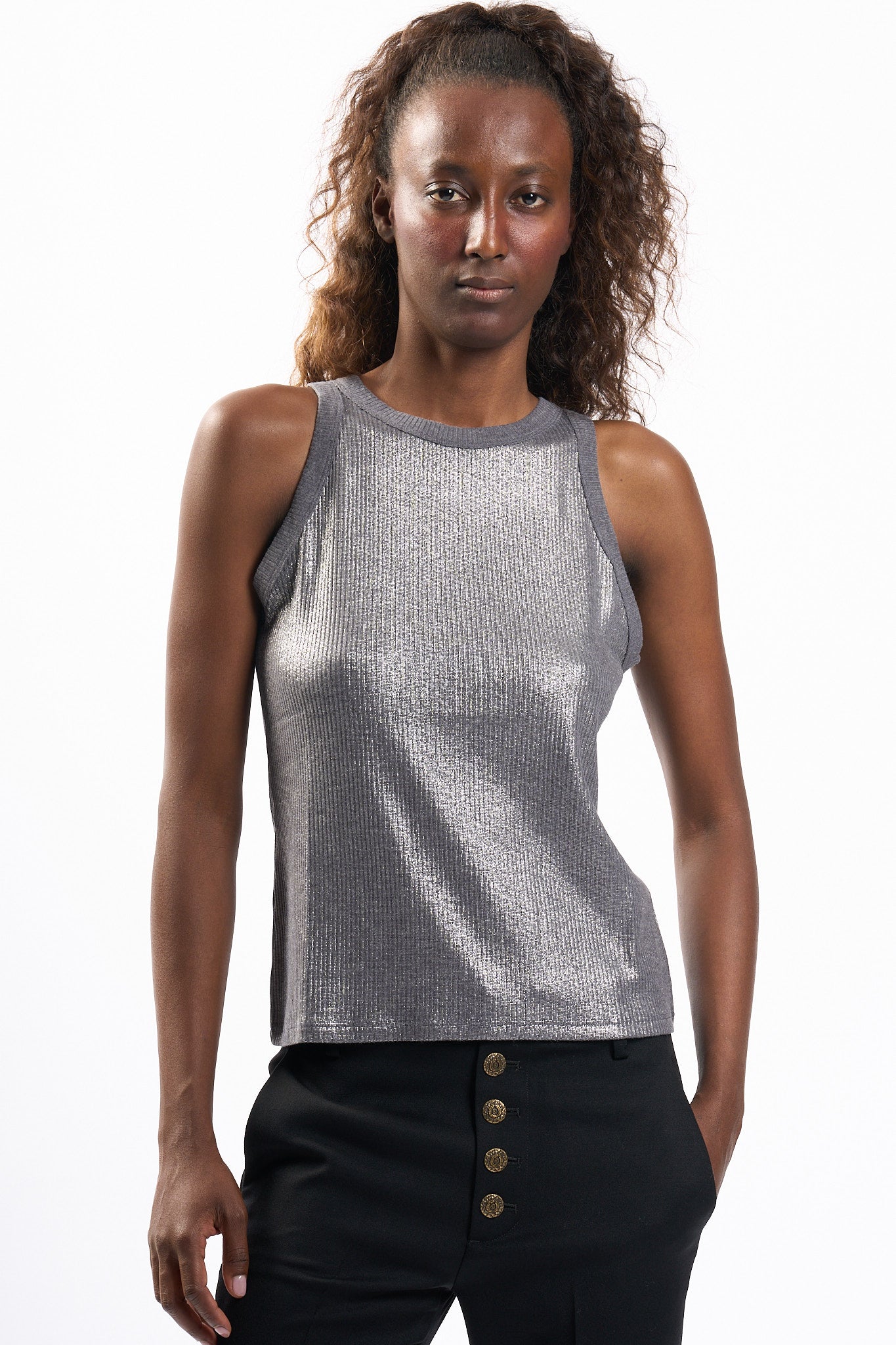 Purotatto Top Metallizzato Silver Donna-1