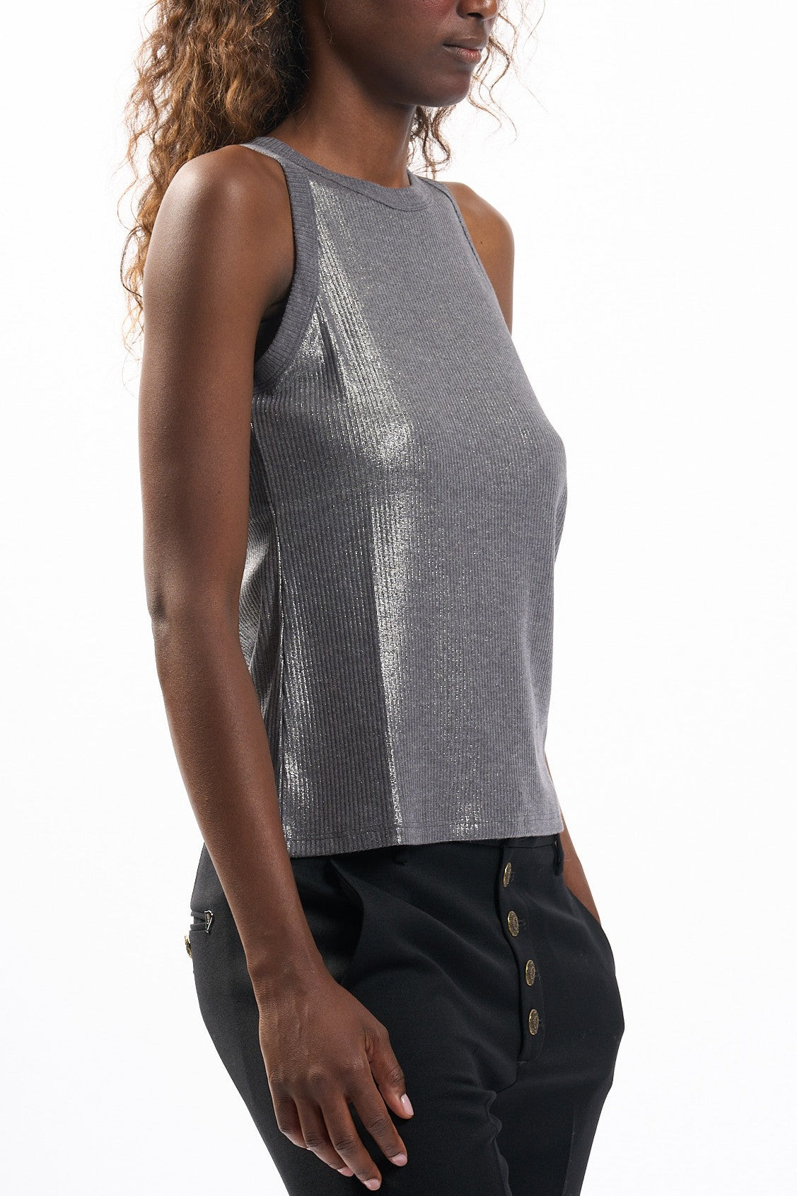 Purotatto Top Metallizzato Silver Donna-5