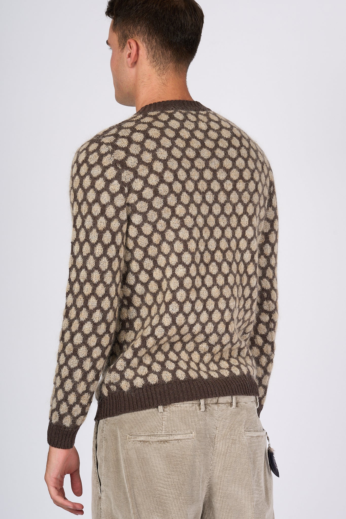 RakkÌ Maglia Jaquard Pois Marrone Uomo-4
